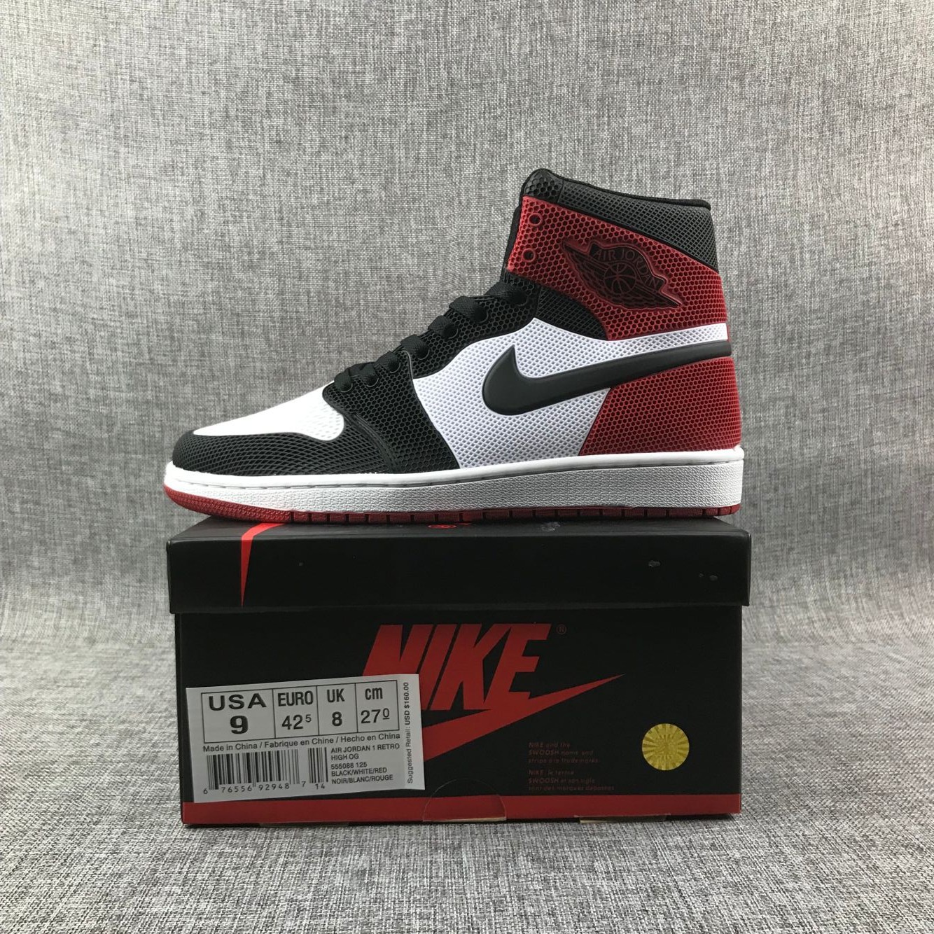 New Air Jordan 1 Drop Plastic Black White Red Shoes